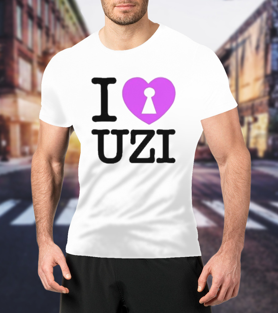 I Love Heart Keyhole Uzi T-Shirt