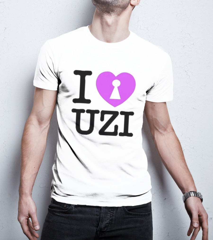 I Love Heart Keyhole Uzi T-Shirt