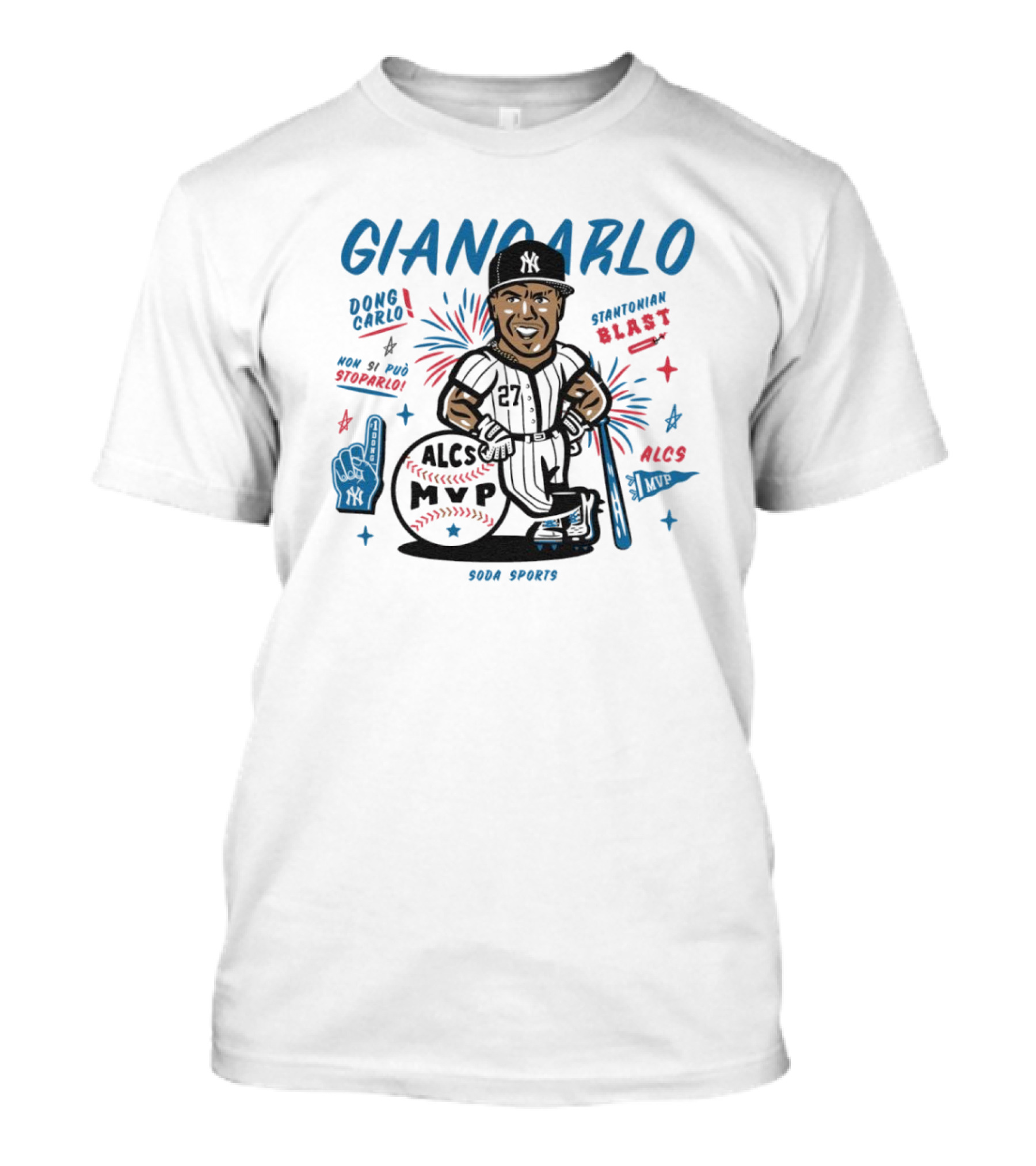 Giancarlo Dong Carlo Stantonian Blast ALCS MVP Caricature New York Yankees Soda Sports T-Shirt