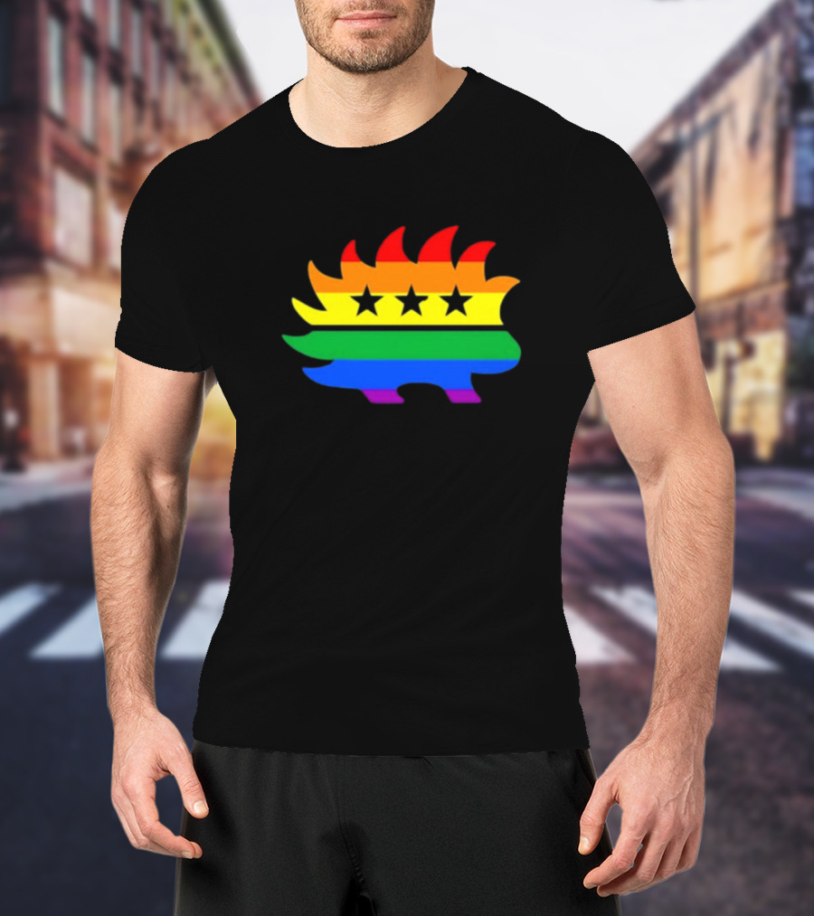 Dr. Simon Goddek Libertarian Porcupine Rainbow Flag Stars T-Shirt