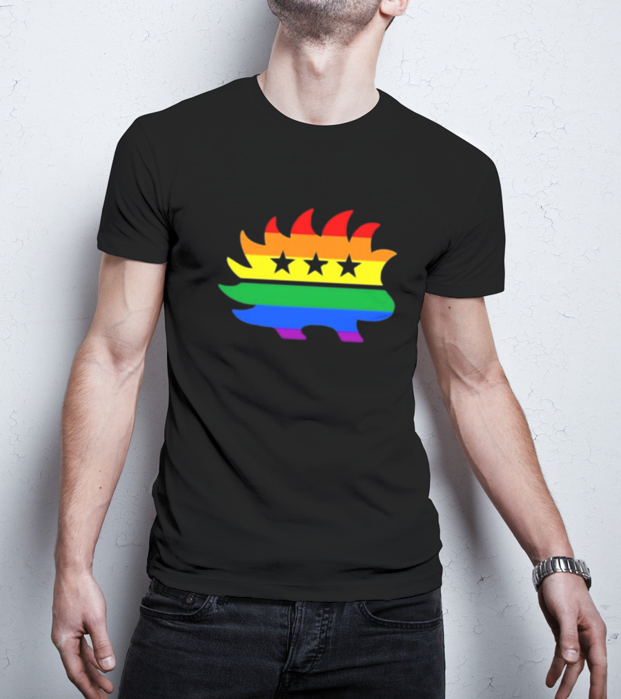 Dr. Simon Goddek Libertarian Porcupine Rainbow Flag Stars T-Shirt