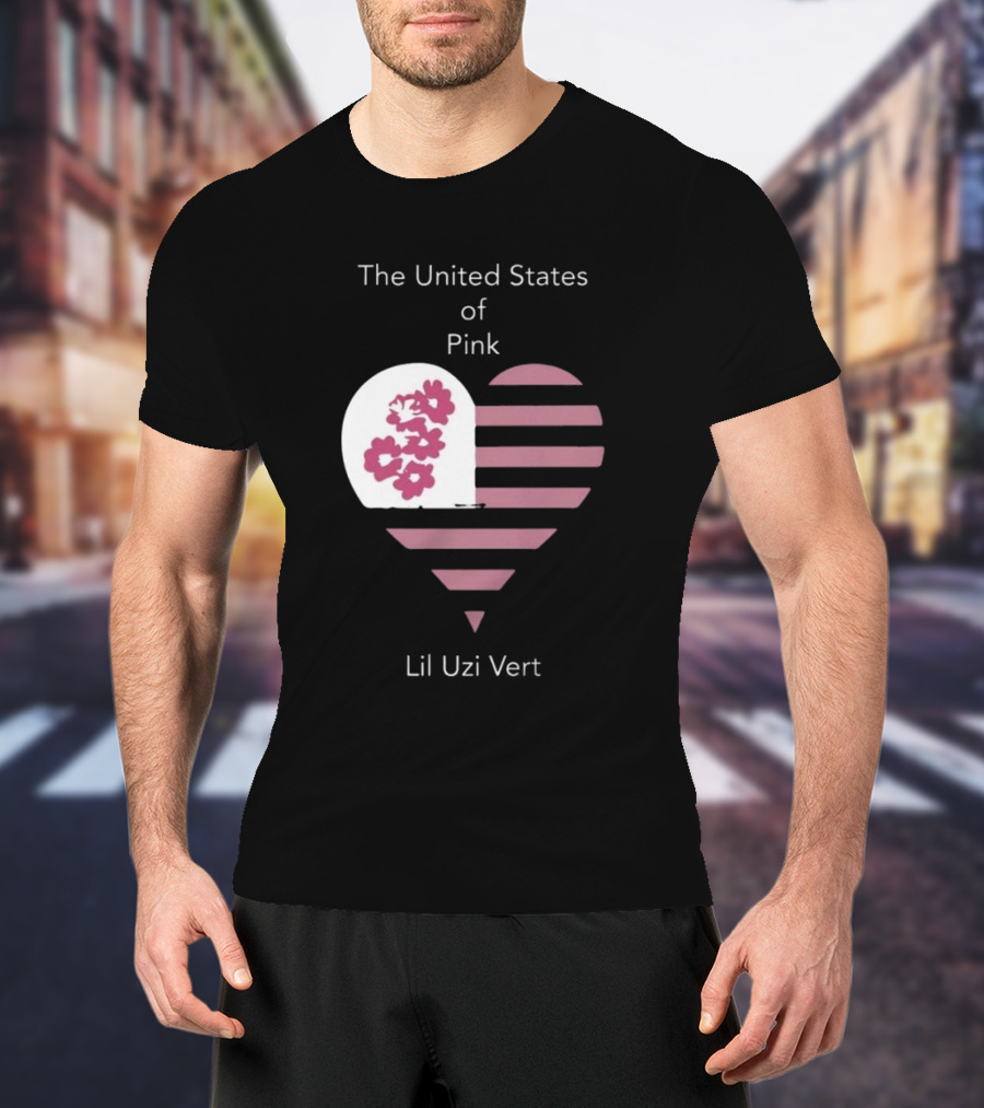 Lil Uzi Vert Heart Pink Stripes Flowers United States Of Pink T-Shirt
