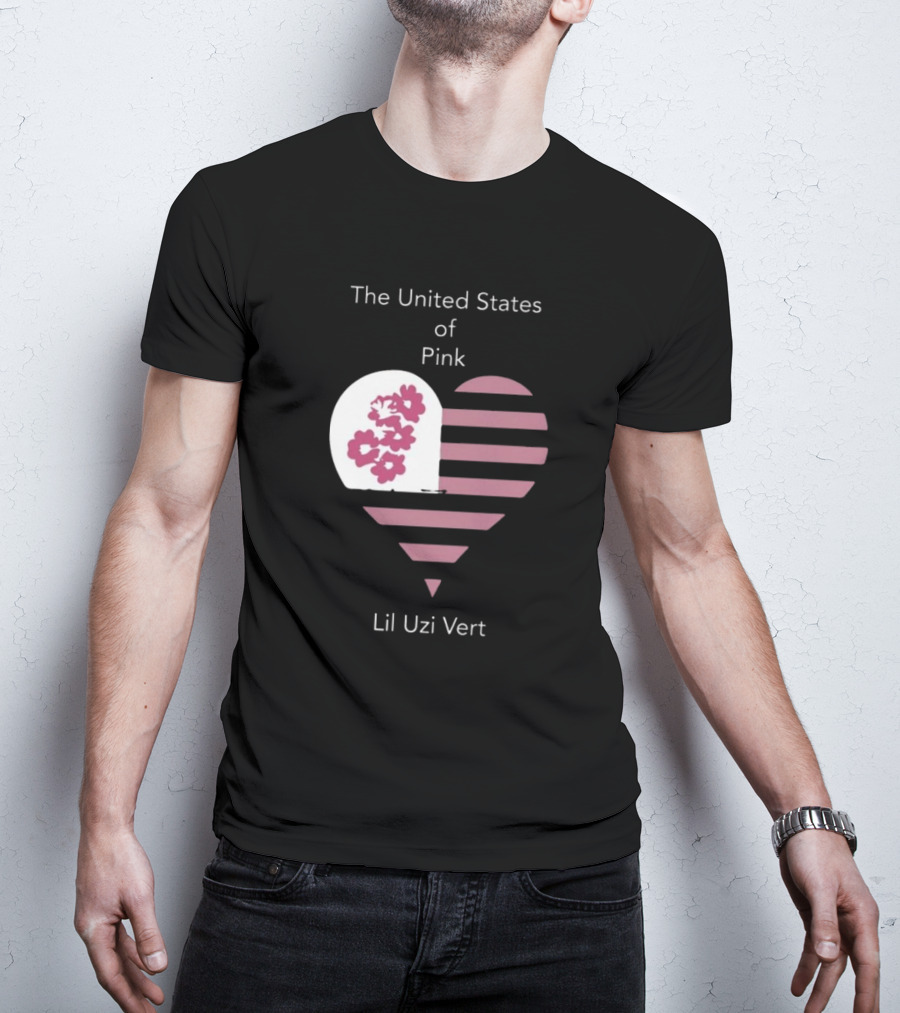 Lil Uzi Vert Heart Pink Stripes Flowers United States Of Pink T-Shirt