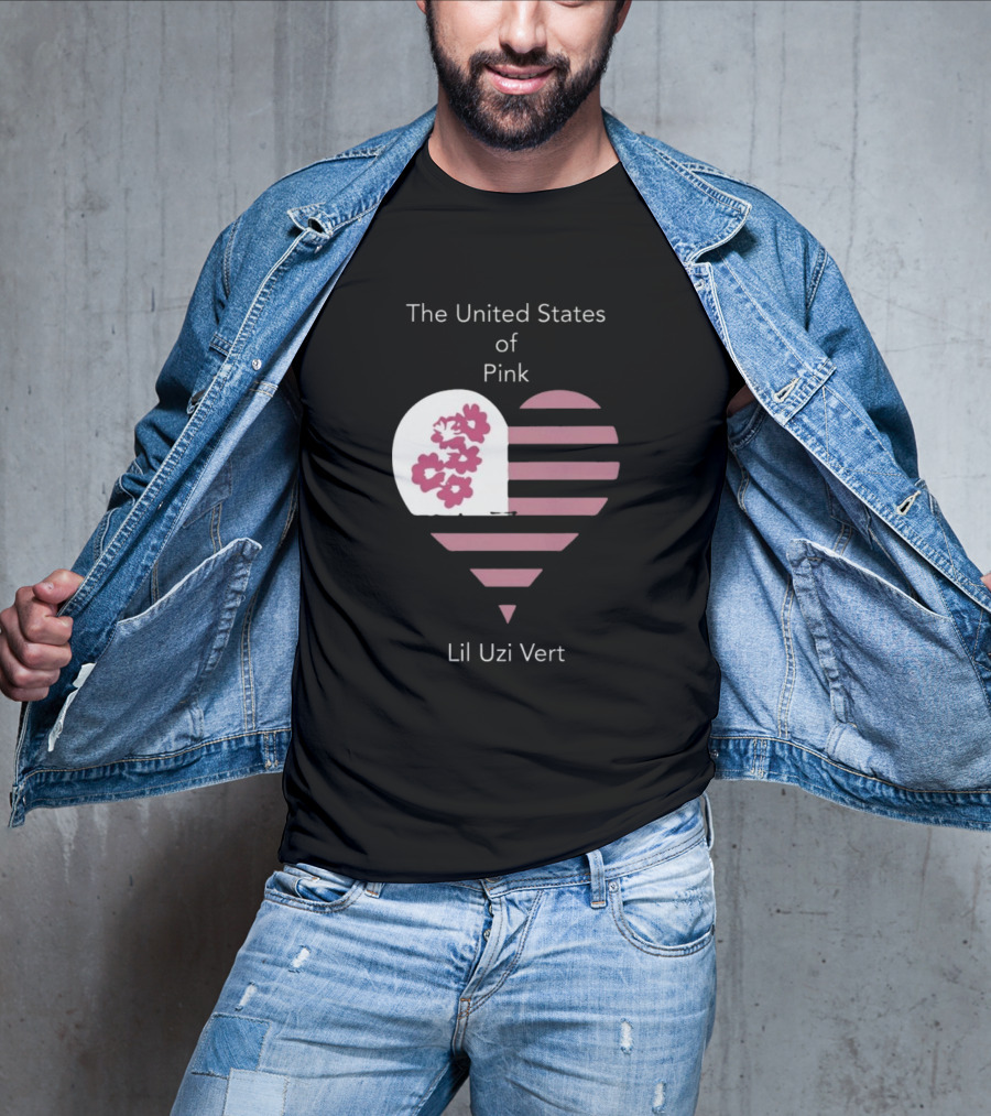 Lil Uzi Vert Heart Pink Stripes Flowers United States Of Pink T-Shirt