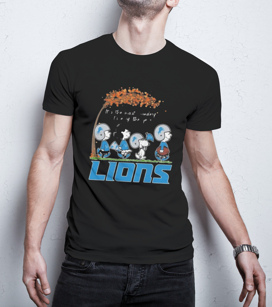 Peanuts Characters It's The Most Wonderful Time Of The Year Detroit Lions T-Shirt