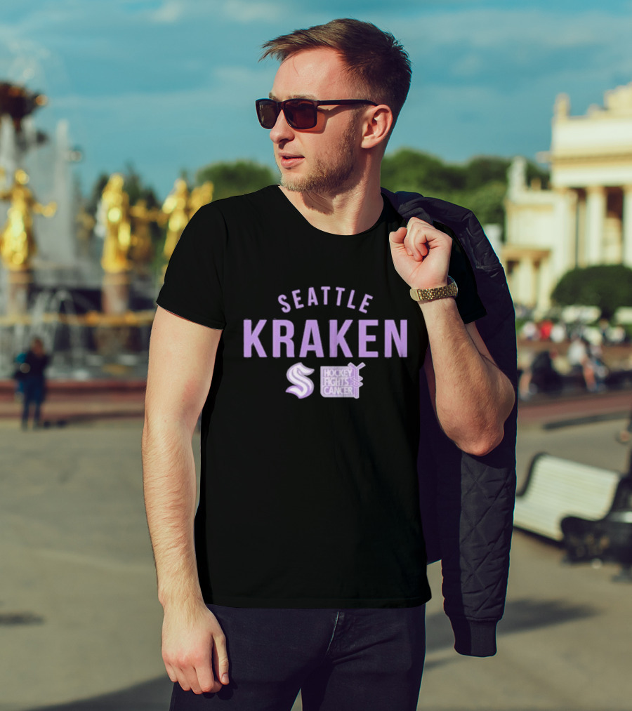 Seattle Kraken Hockey Fights Cancer Support T-Shirt