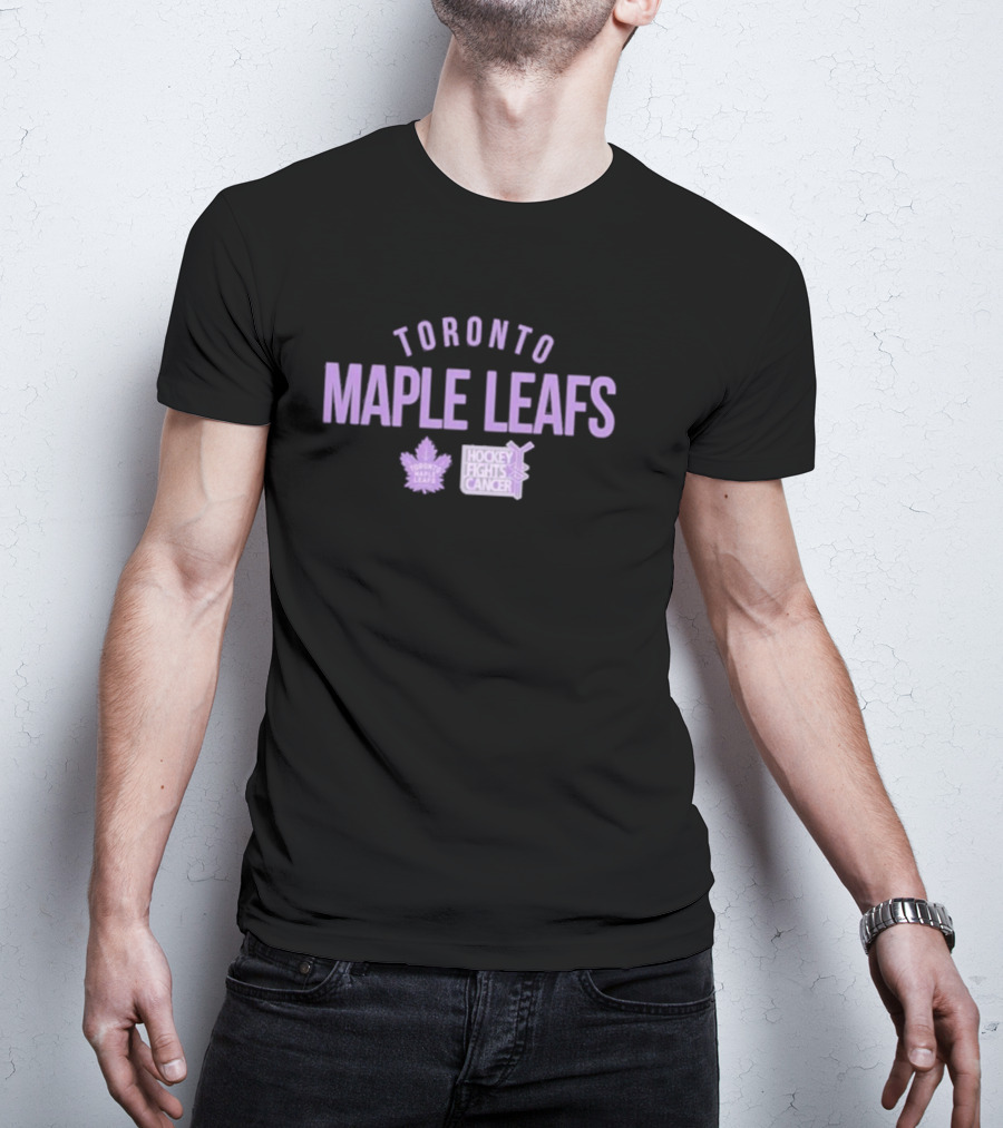 Toronto Maple Leafs Hockey Fights Cancer Purple Logo Campaign T-Shirt