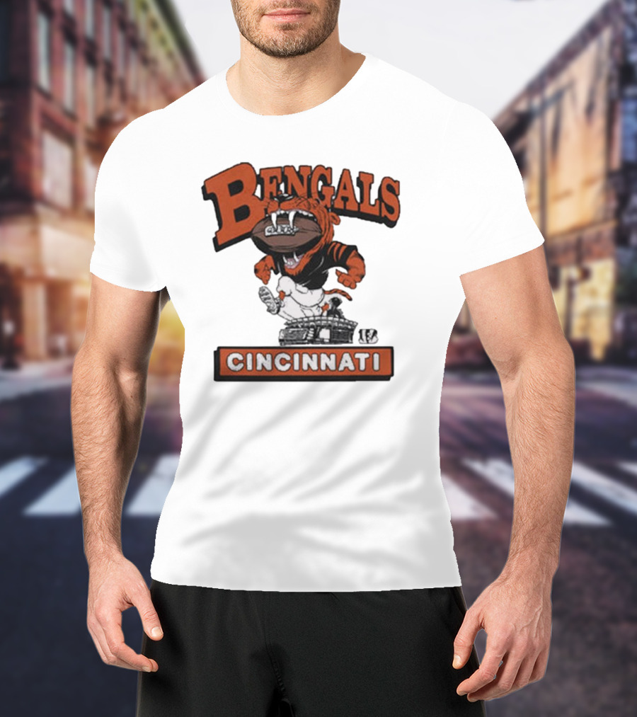 Cincinnati Bengals Mascot Jumping Over Stadium T-Shirt