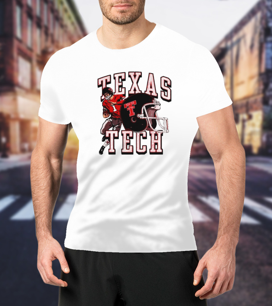 Texas Tech Red Raiders Football Player And Helmet T-Shirt