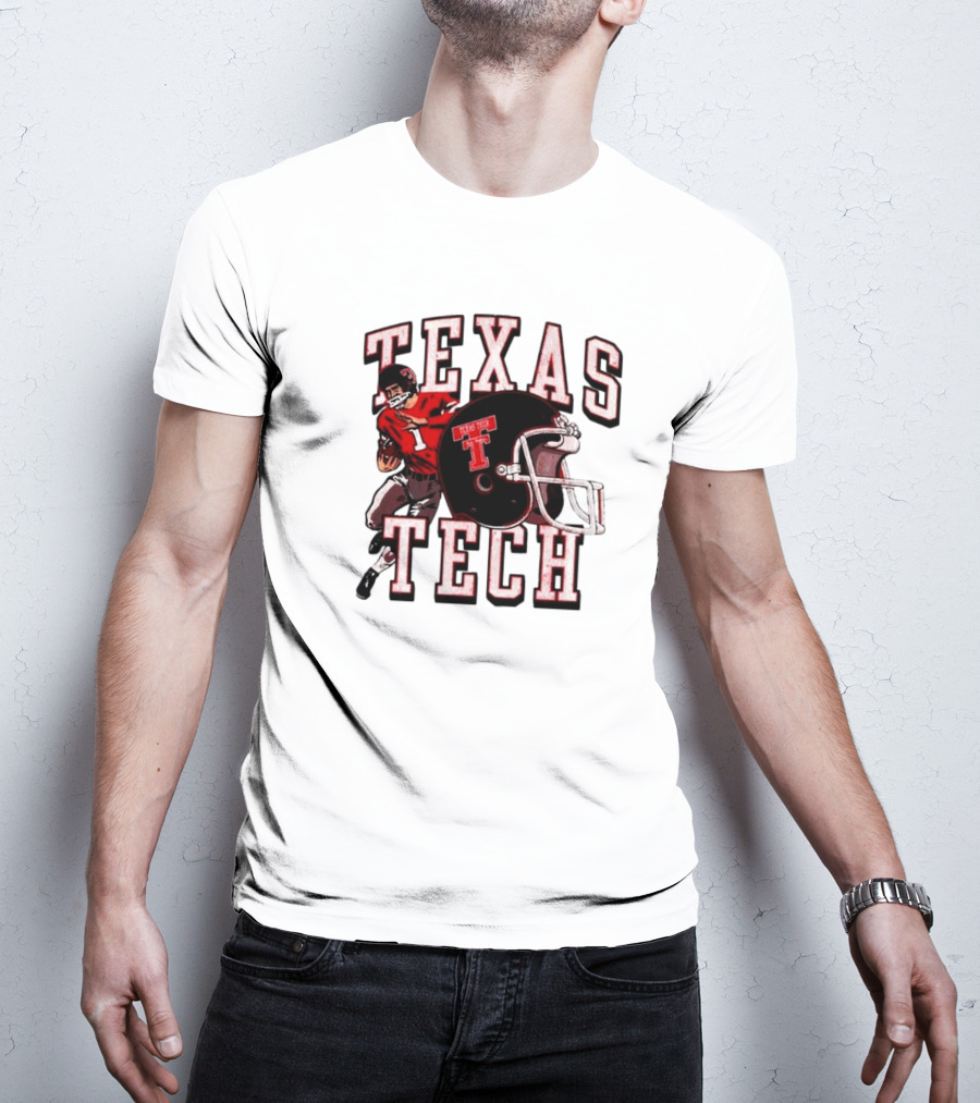 Texas Tech Red Raiders Football Player And Helmet T-Shirt