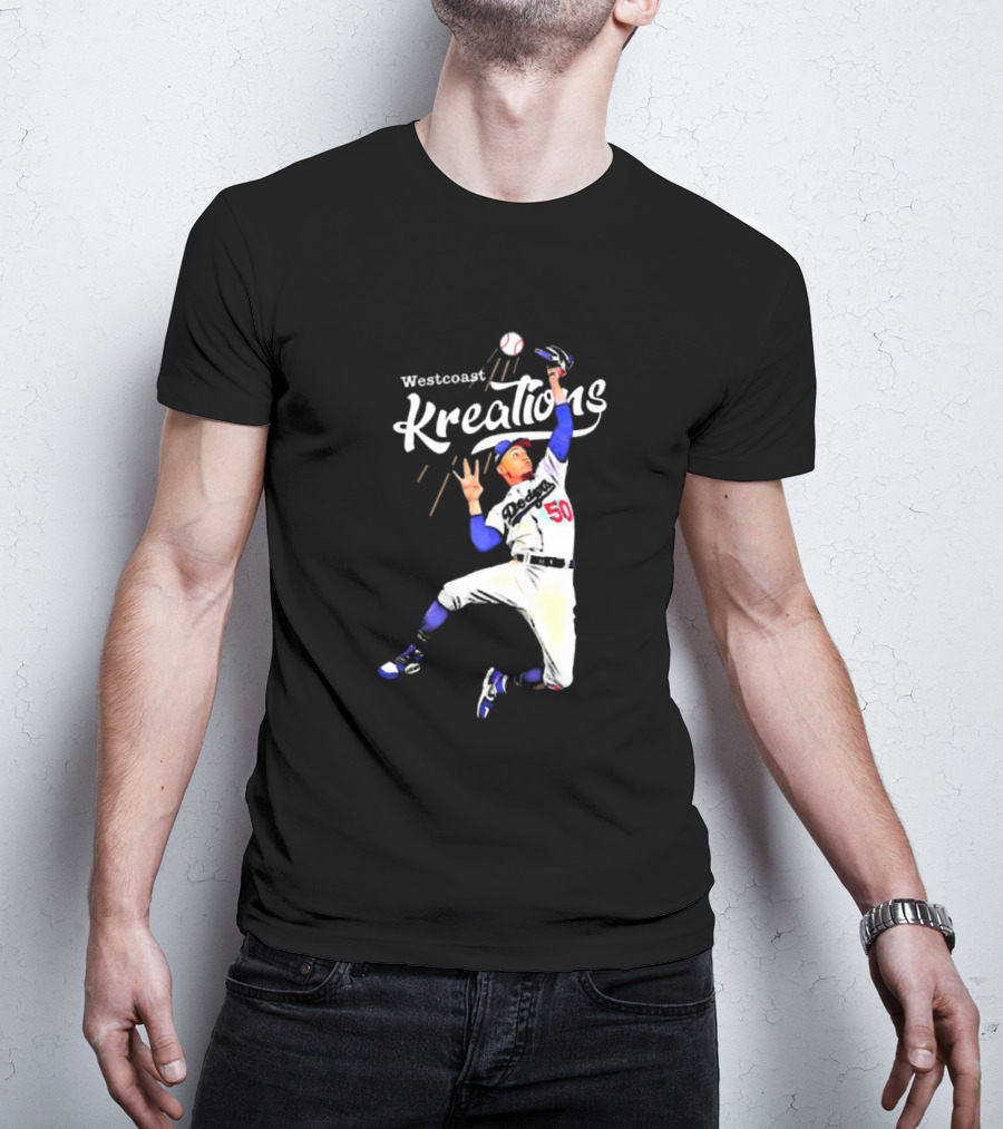 Mookie Betts Los Angeles Dodgers Westcoast Kreations Catching Action T-Shirt