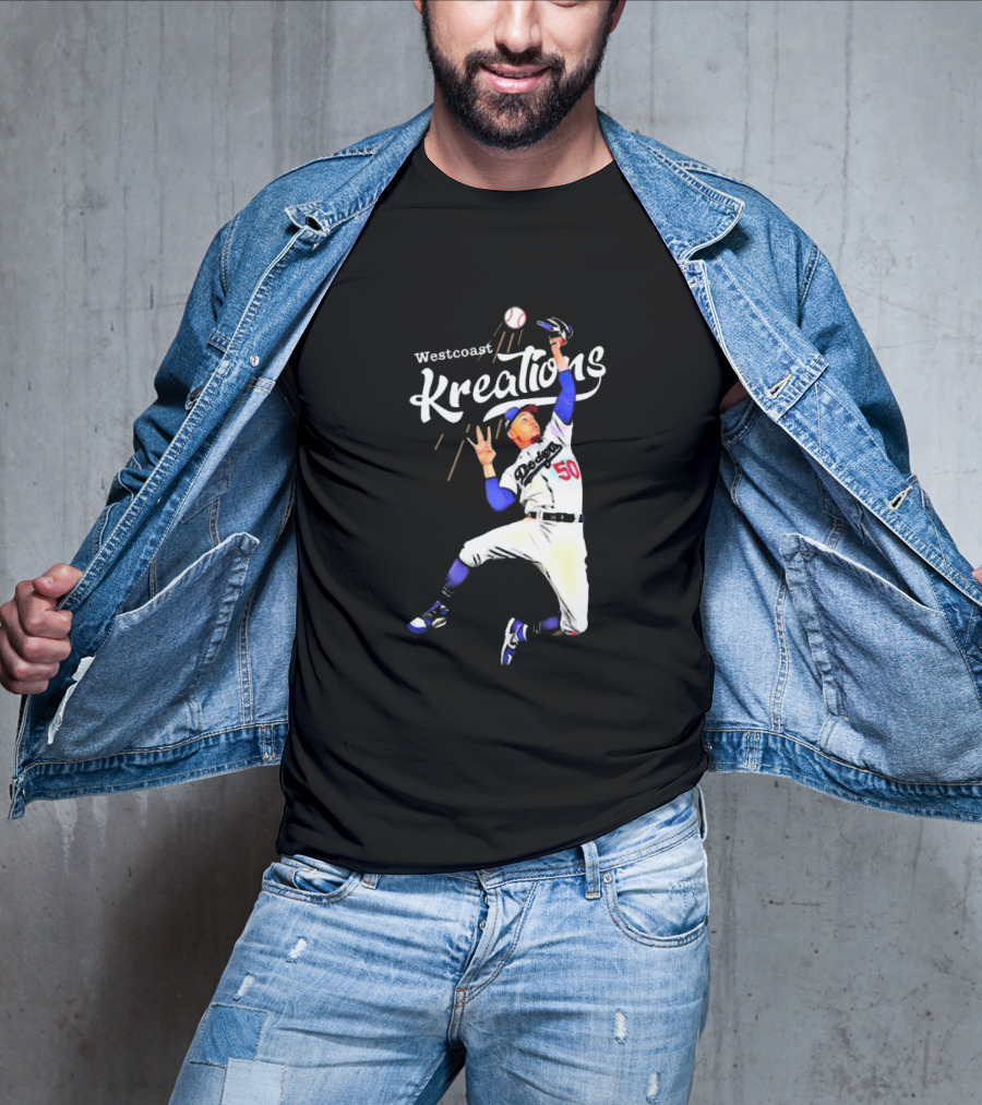 Mookie Betts Los Angeles Dodgers Westcoast Kreations Catching Action T-Shirt