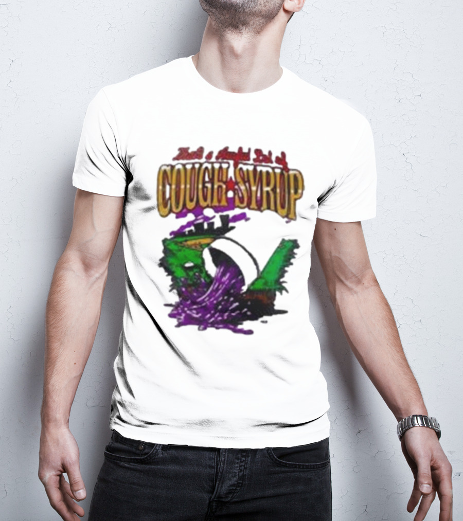 Baseball That’s A Awful Lot Of Cough Syrup Cityscape And Pouring Purple Liquid T-Shirt