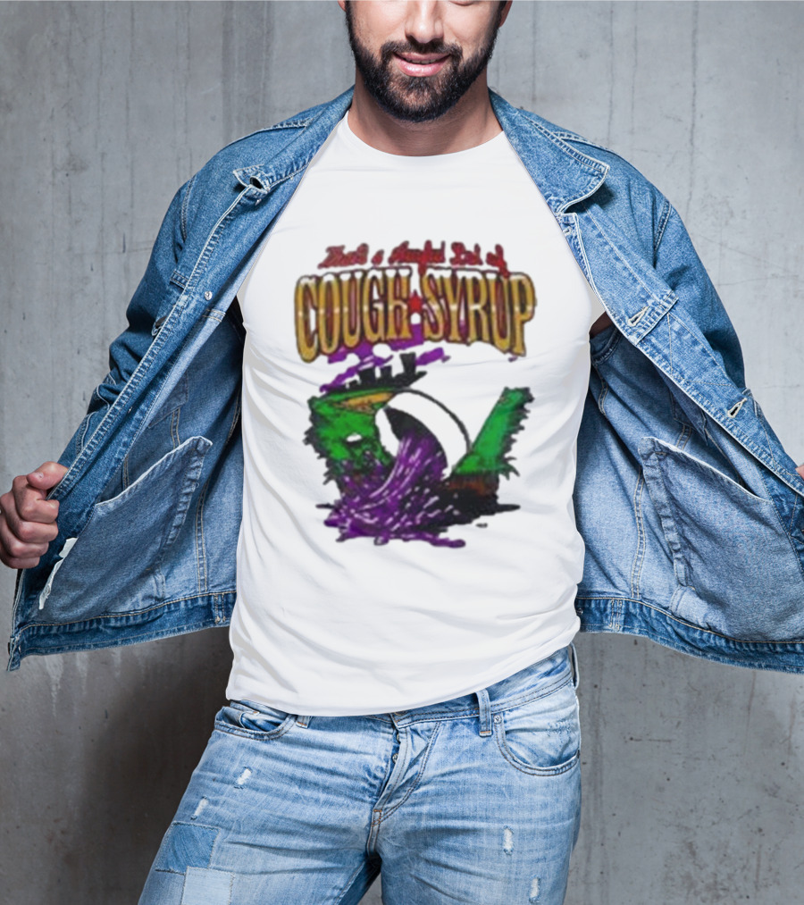 Baseball That’s A Awful Lot Of Cough Syrup Cityscape And Pouring Purple Liquid T-Shirt