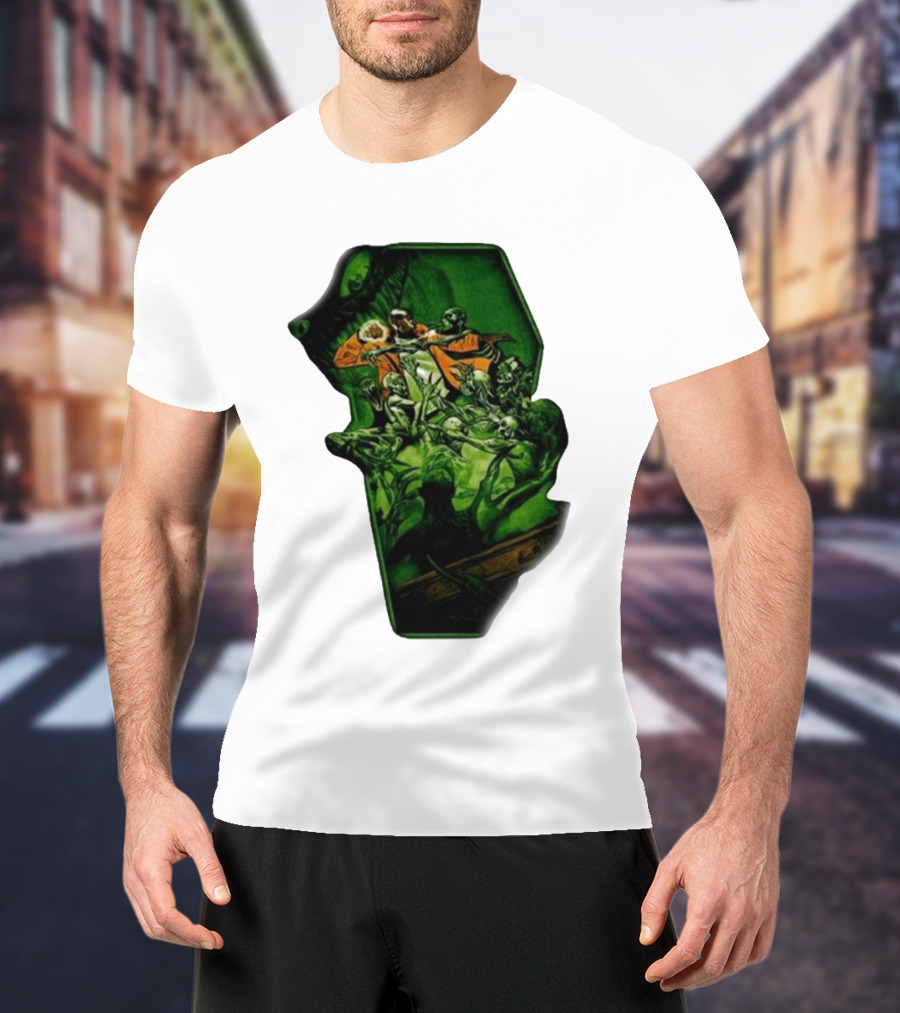 You Only Die 1nce SS Freddie Gibbs Zombie Battle Green Scene T-Shirt
