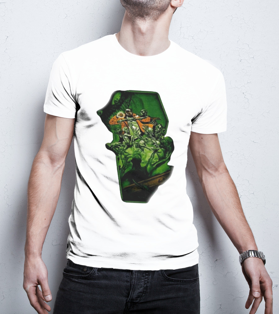 You Only Die 1nce SS Freddie Gibbs Zombie Battle Green Scene T-Shirt