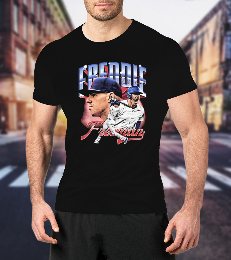 Freddie Freeman Los Angeles Dodgers Vintage Collage MLB Signature T-Shirt