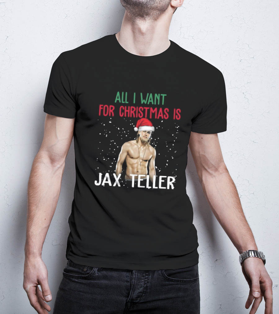 All I Want For Christmas Is Jax Teller Santa Hat Snowflakes T-Shirt