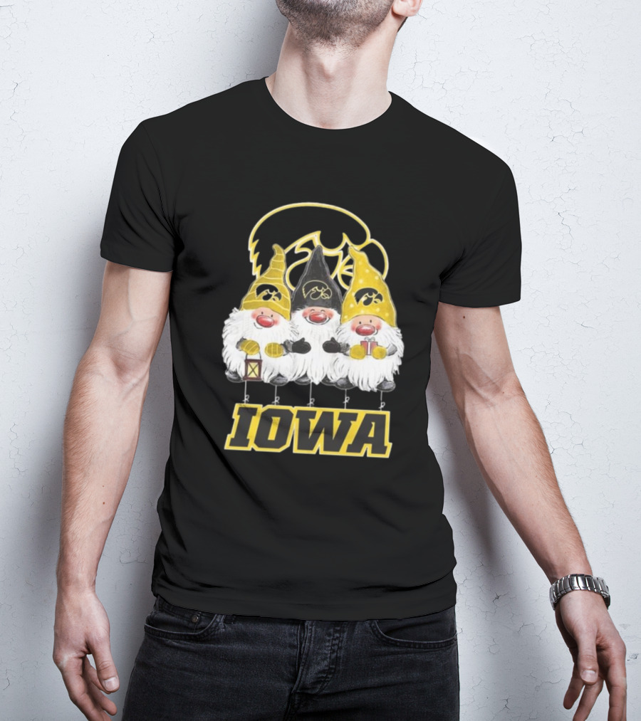 Iowa Hawkeyes Gnomes Merry Christmas T-Shirt