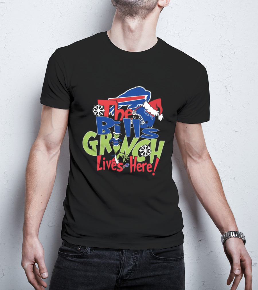 Buffalo Bills Grinch Lives Here Christmas T-Shirt