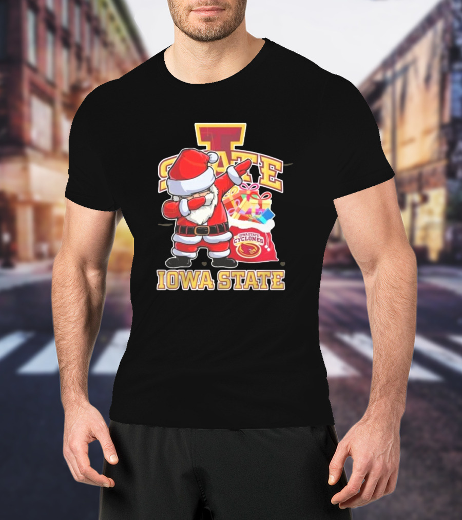 Santa Claus Iowa State Cyclones Dab Pose Holiday T-Shirt