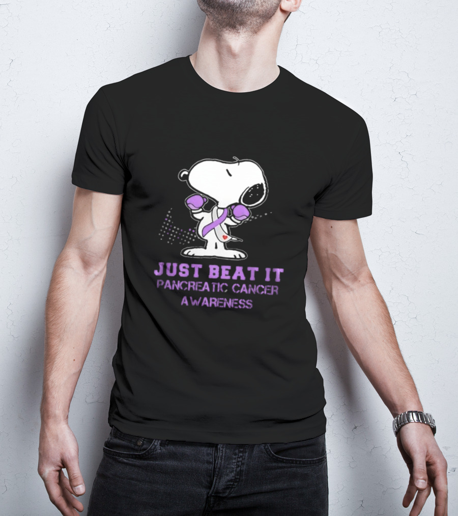 Snoopy Just Beat It Pancreatic Cancer Awareness T-Shirt