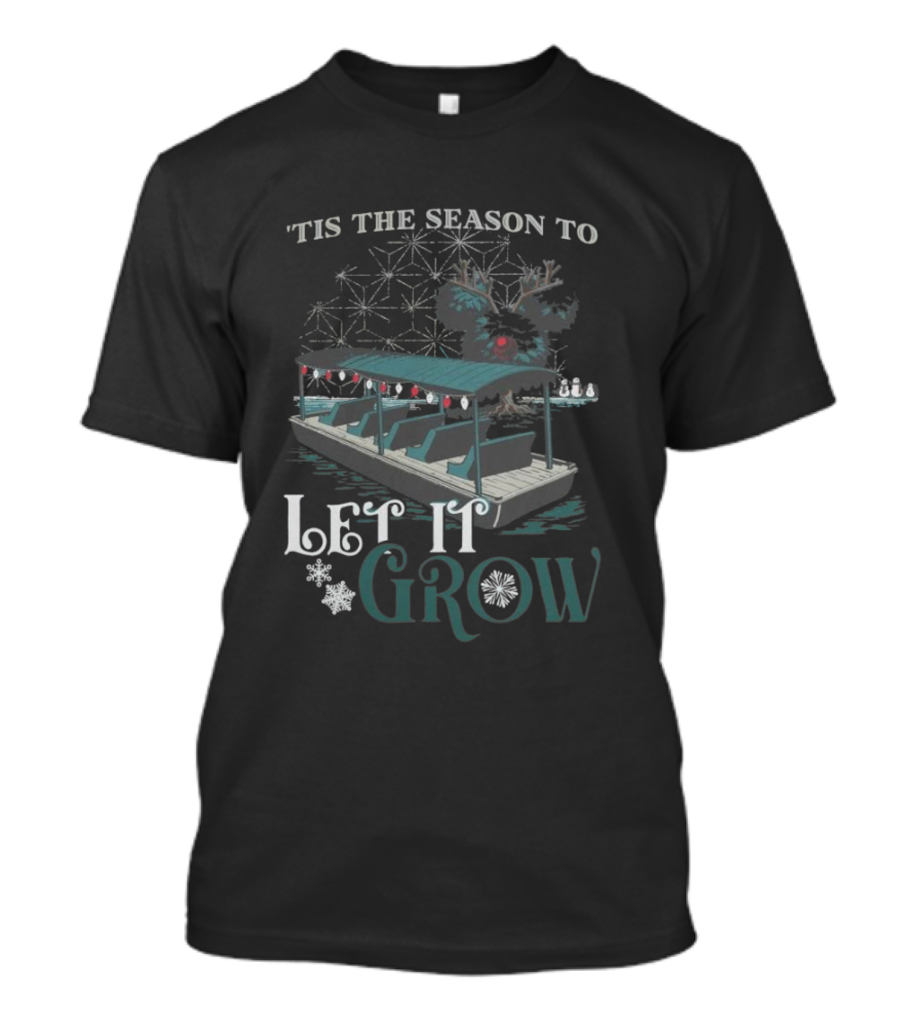 ‘Tis The Season To Let It Grow Christmas Snowflakes Boat Reindeer T-Shirt