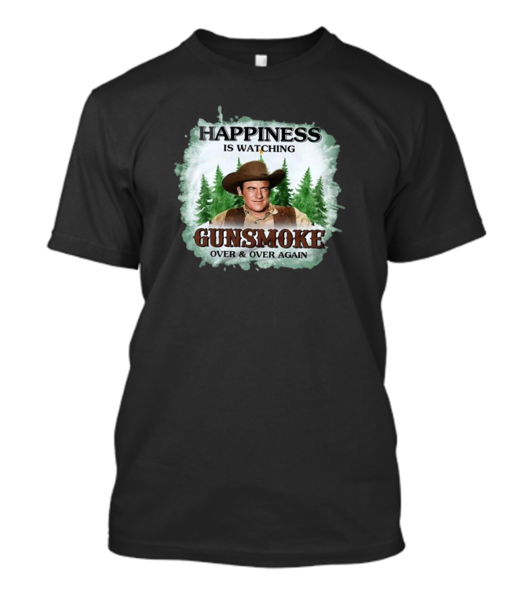 Happiness Is Watching Gunsmoke Over And Over Again Merry Christmas T-Shirt