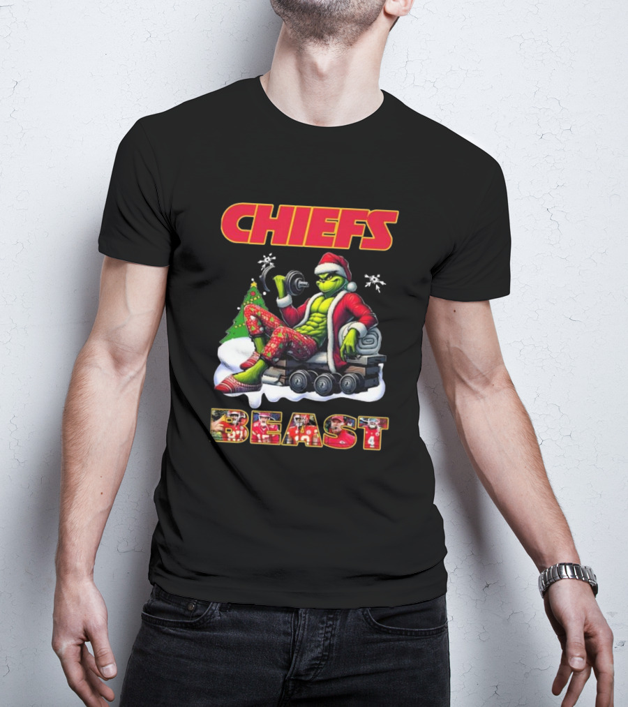 Chiefs Grinch Santa Beast Christmas Gymmer Kansas NFL 2025 T-Shirt
