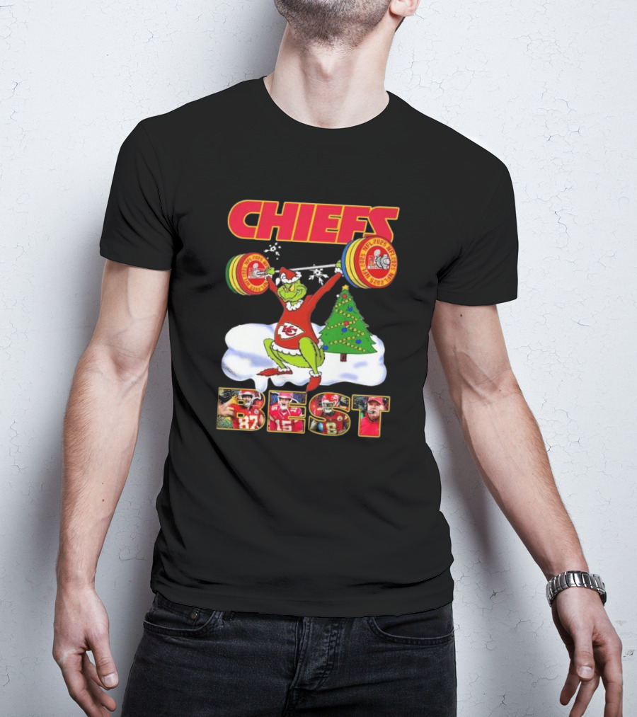 Chiefs Grinch Lifting Weights Christmas Tree NFL 2025 Best T-Shirt