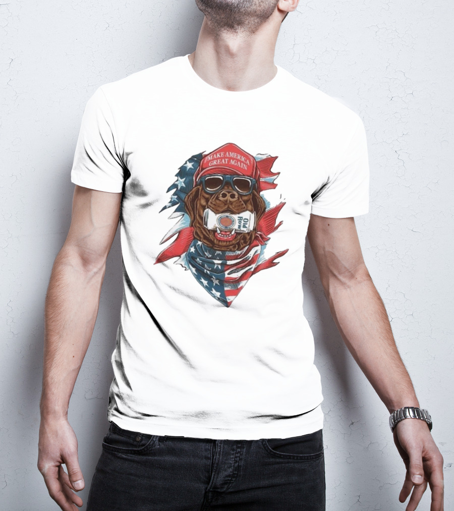 Make America Great Again Dog Old Row American Flag Bandana T-Shirt