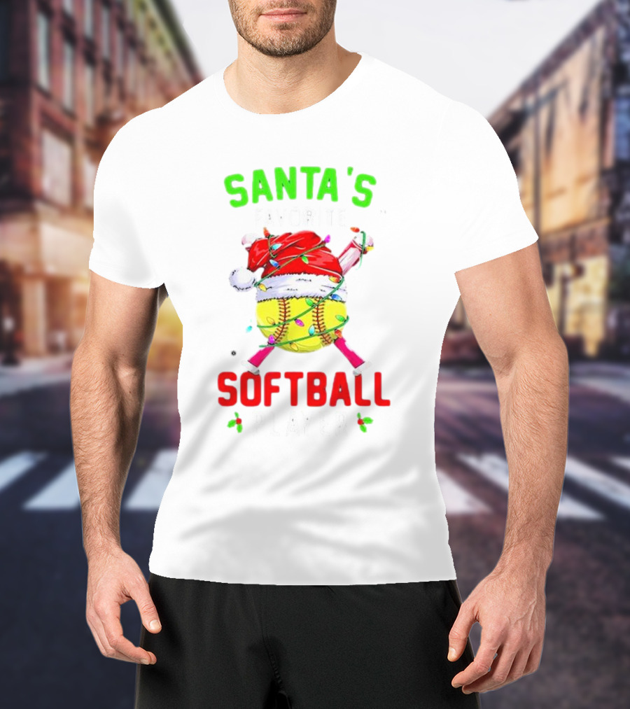Santa's Favorite Softball Christmas Player T-Shirt