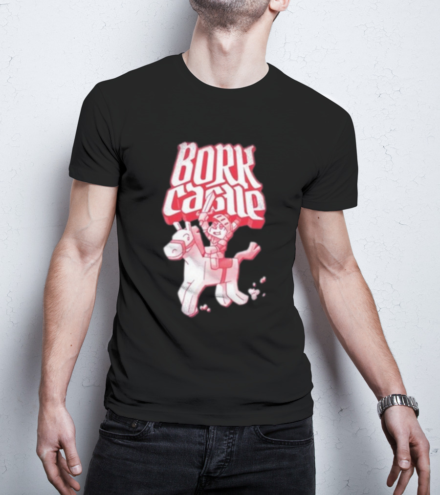 Bork Castle Cartoon Knight Riding Horse T-Shirt