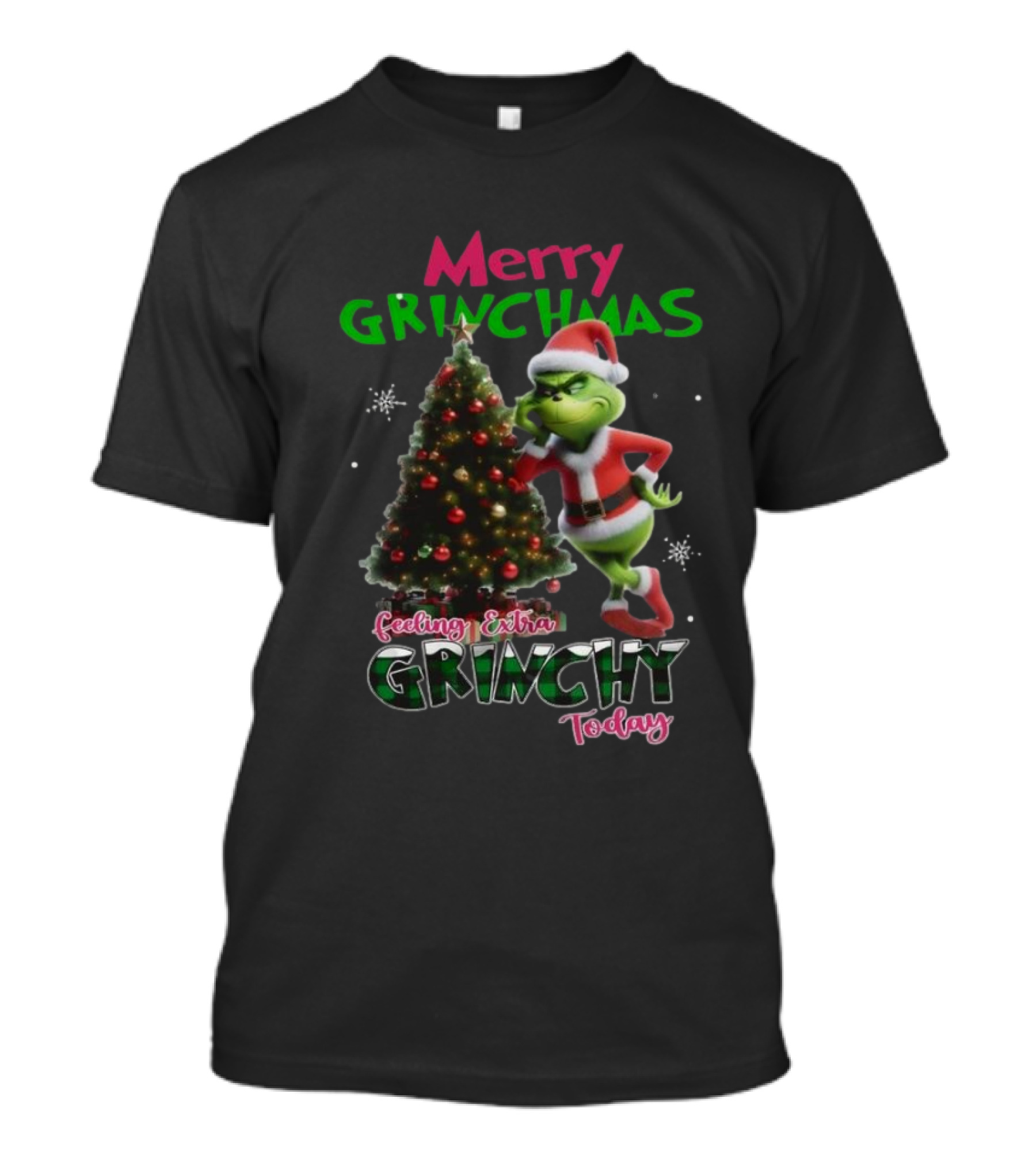 Merry Grinchmas Feeling Extra Grinchy Today Santa Grinch With Christmas Tree T-Shirt