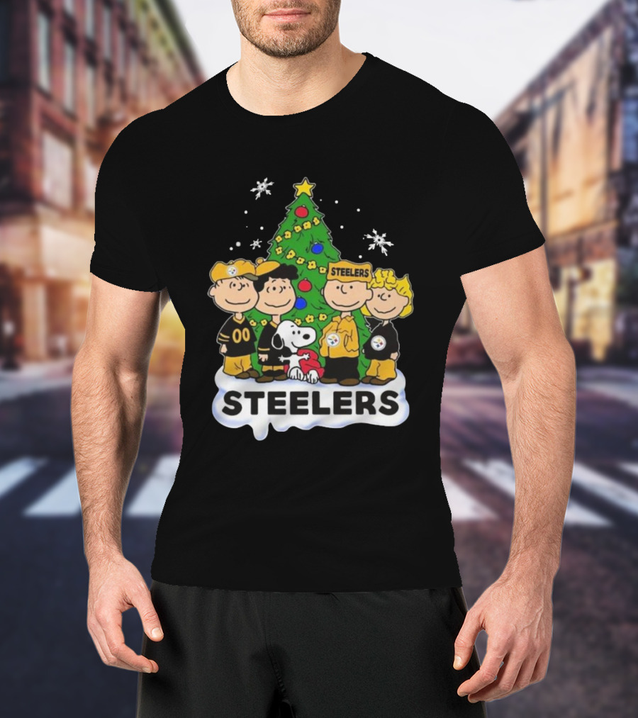 Peanuts Characters Pittsburgh Steelers Christmas T-Shirt