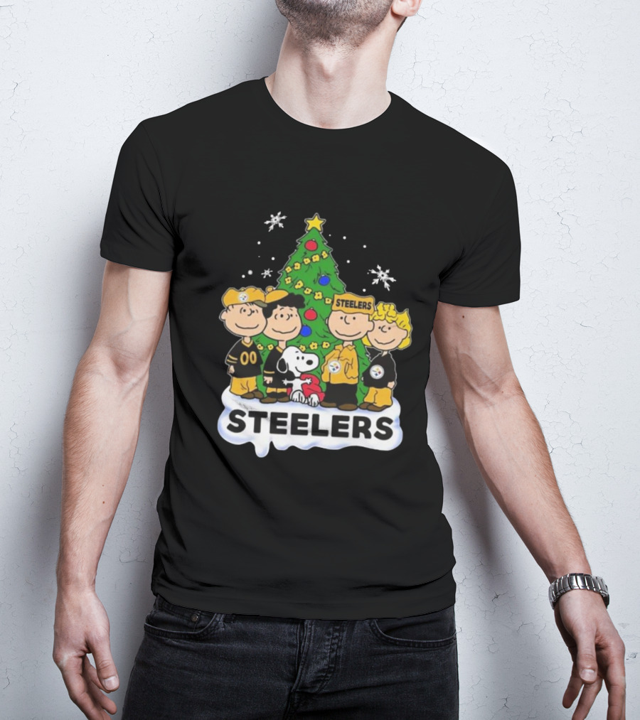 Peanuts Characters Pittsburgh Steelers Christmas T-Shirt