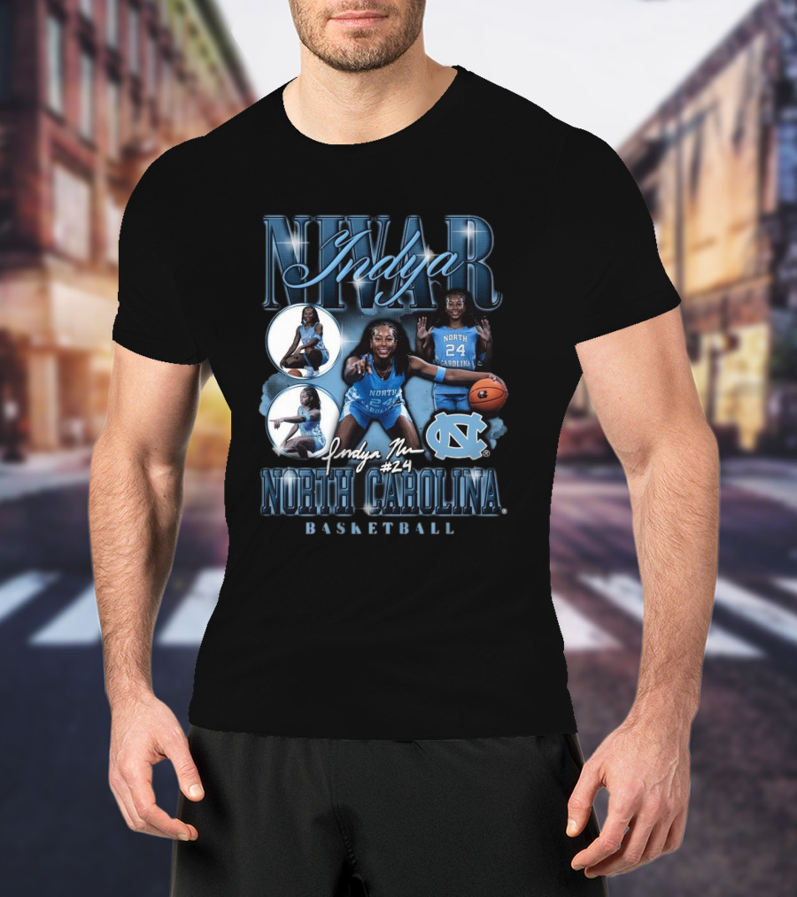 Indya Nivar #24 North Carolina Tar Heels Basketball T-Shirt