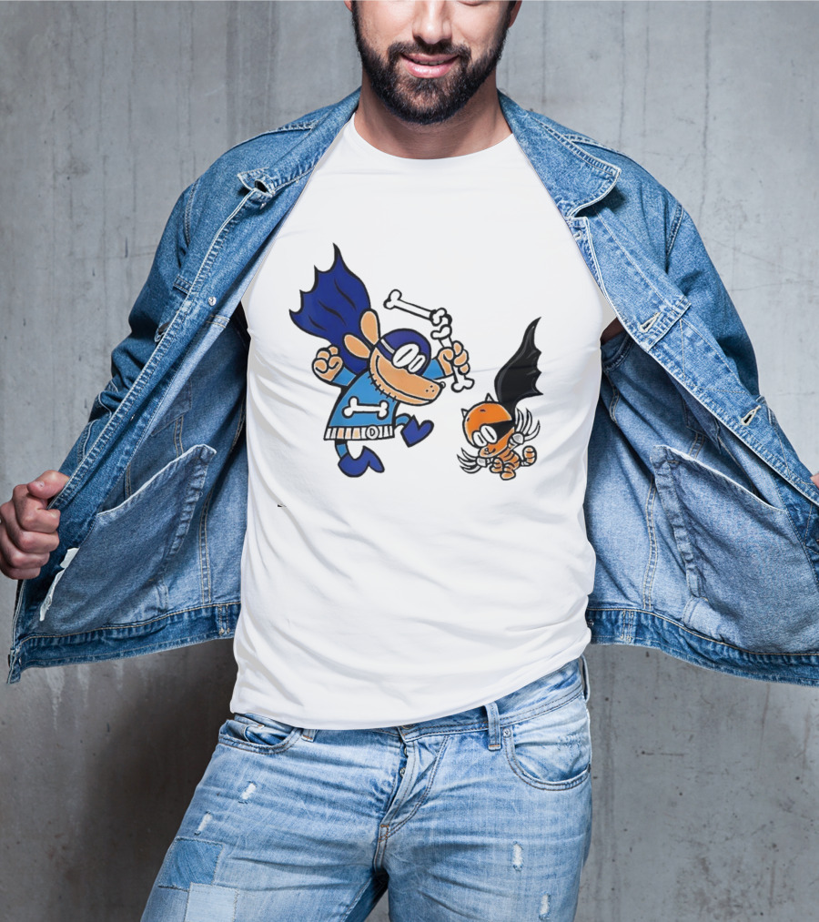 Dog And Cat Essentials Superhero Duo Dog Man And Cat Kid T-Shirt