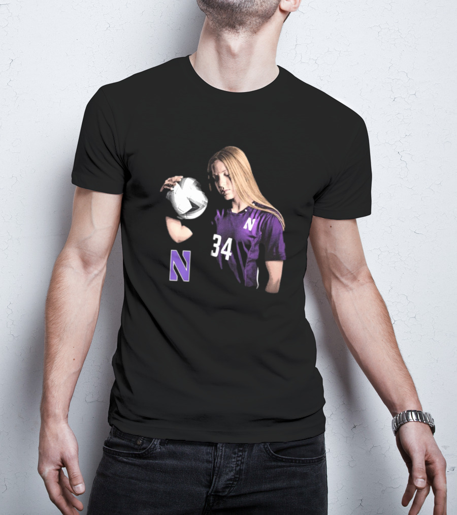Ava Goodwin Northwestern Soccer Number 34 Spotlight T-Shirt
