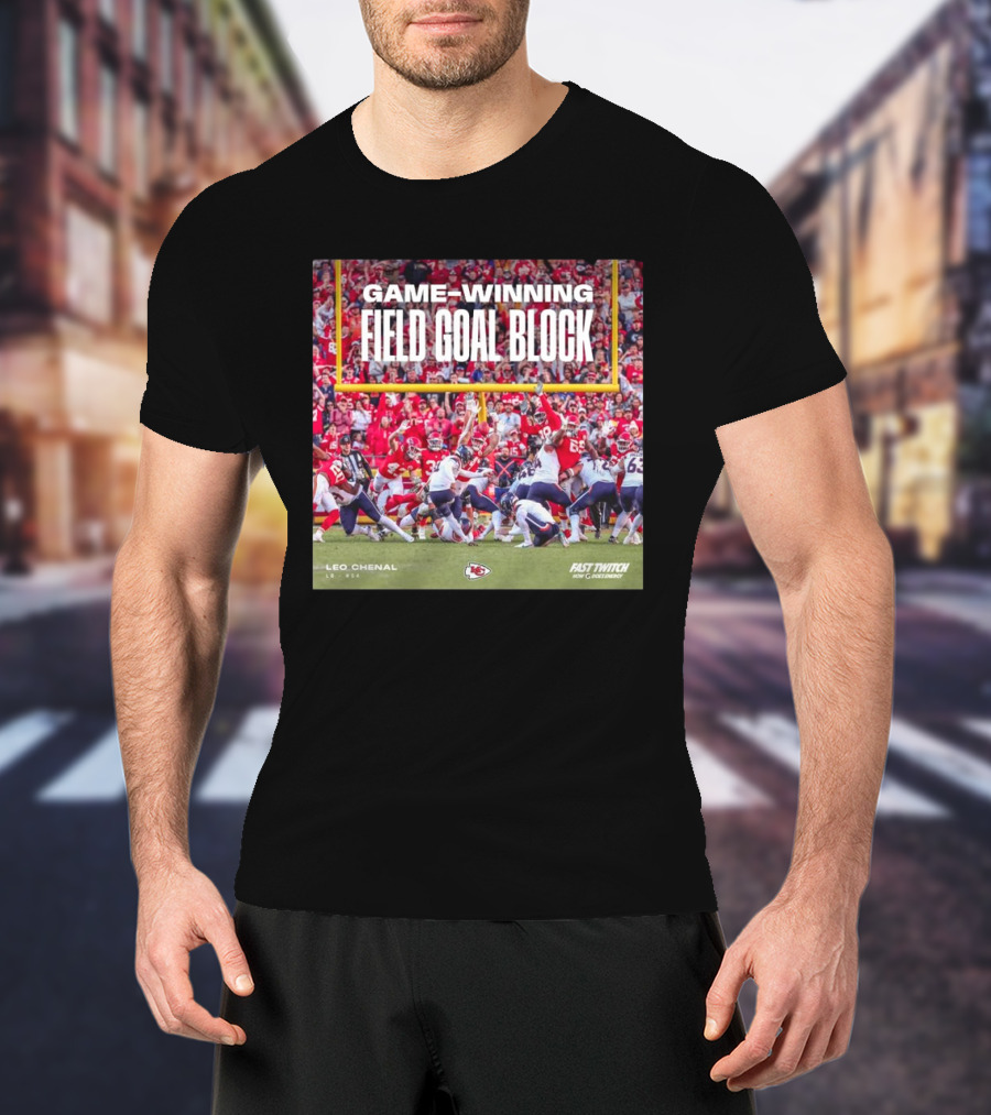 Game-Winning Field Goal Block Kansas City Chiefs Leo Chenal Fast Twitch NFL Partnership T-Shirt