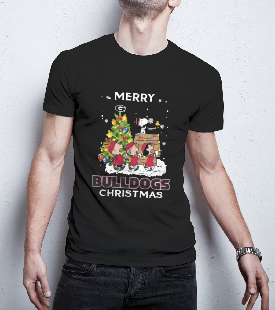 Merry Georgia Bulldogs Snoopy Christmas T-Shirt
