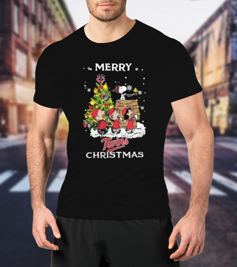 Merry Christmas Minnesota Twins Snoopy And Friends T-Shirt