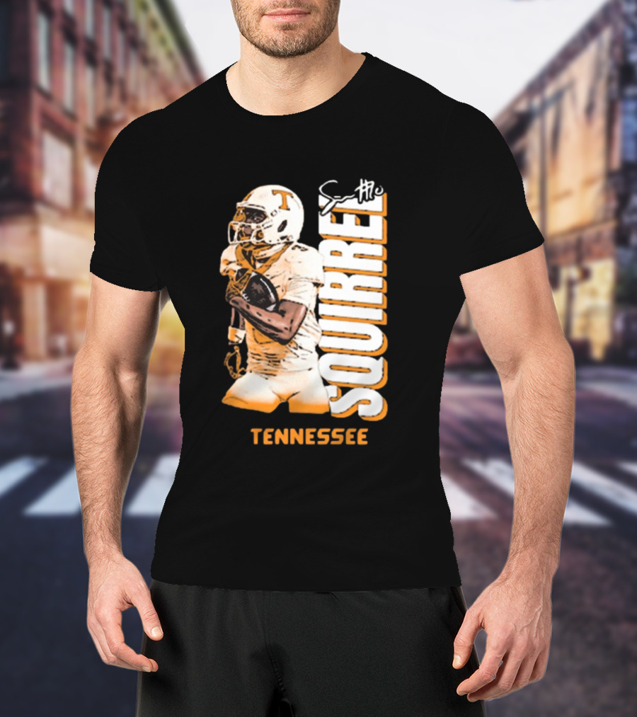 Tennessee Volunteers Squirrel White Football Signature T-Shirt