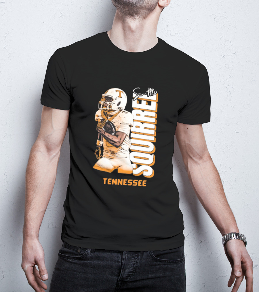Tennessee Volunteers Squirrel White Football Signature T-Shirt