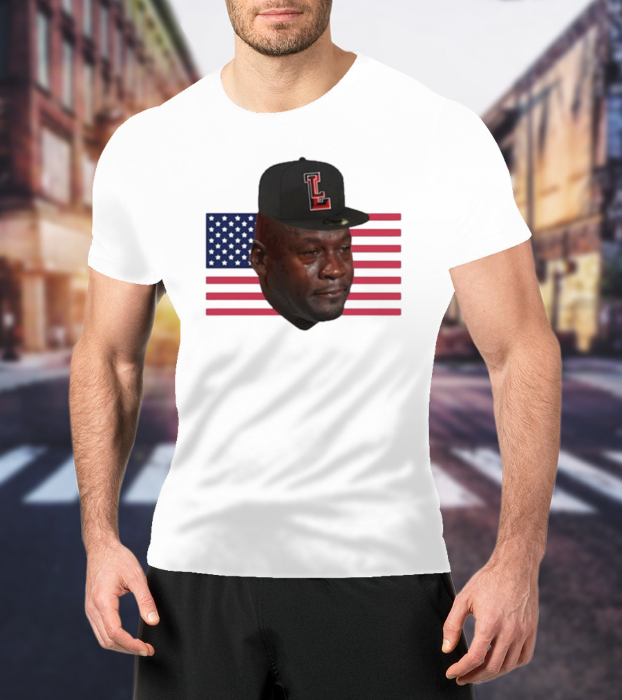 Michael Jordan Crying Meme USA Flag LL Cap T-Shirt