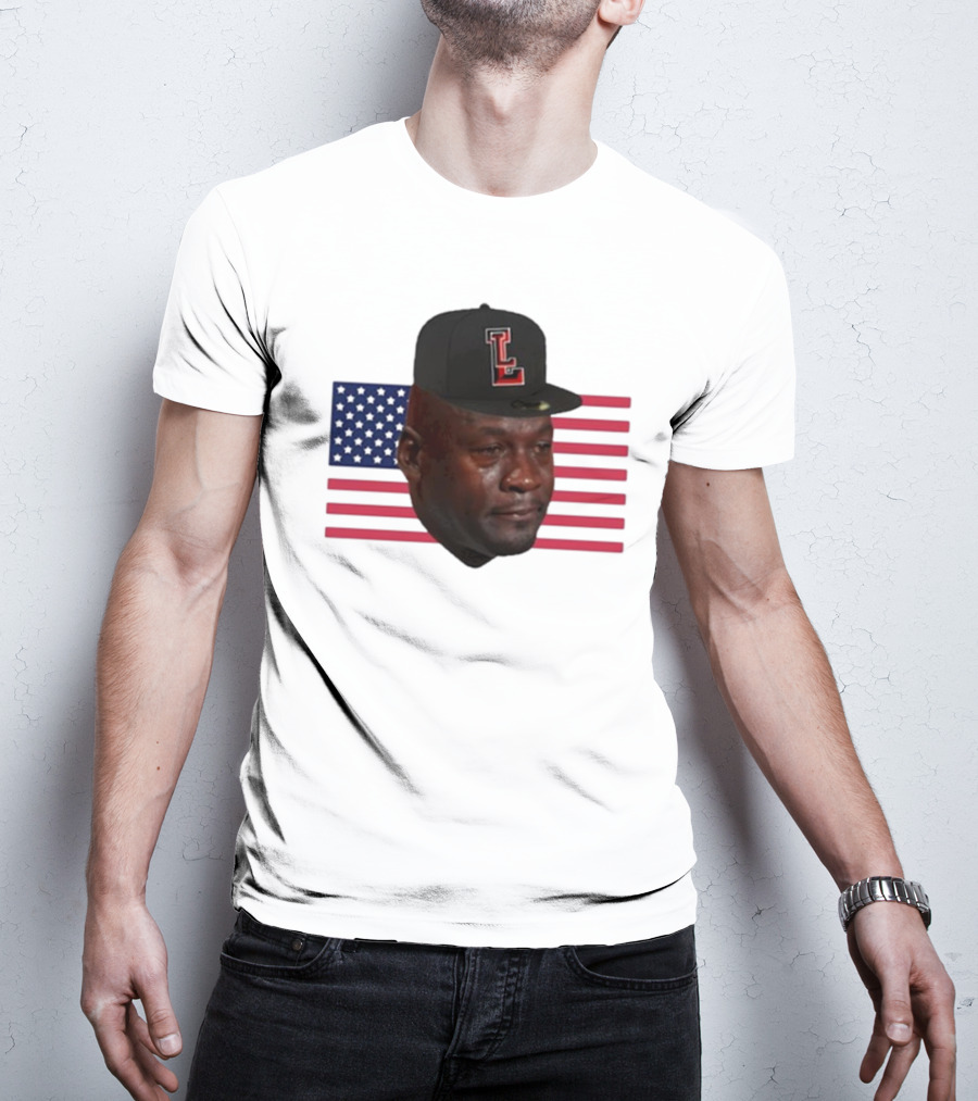 Michael Jordan Crying Meme USA Flag LL Cap T-Shirt