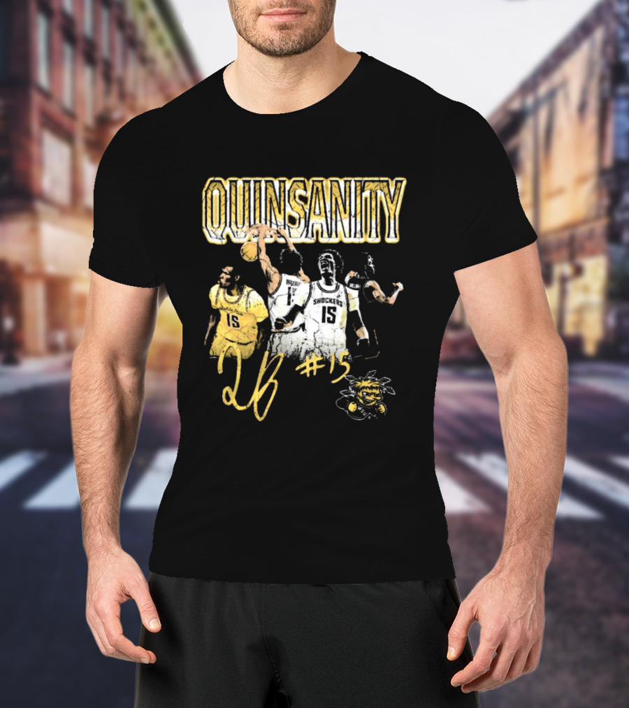 Quinsanity QB #15 Wichita State Shockers Basketball 90s Washed Signature T-Shirt
