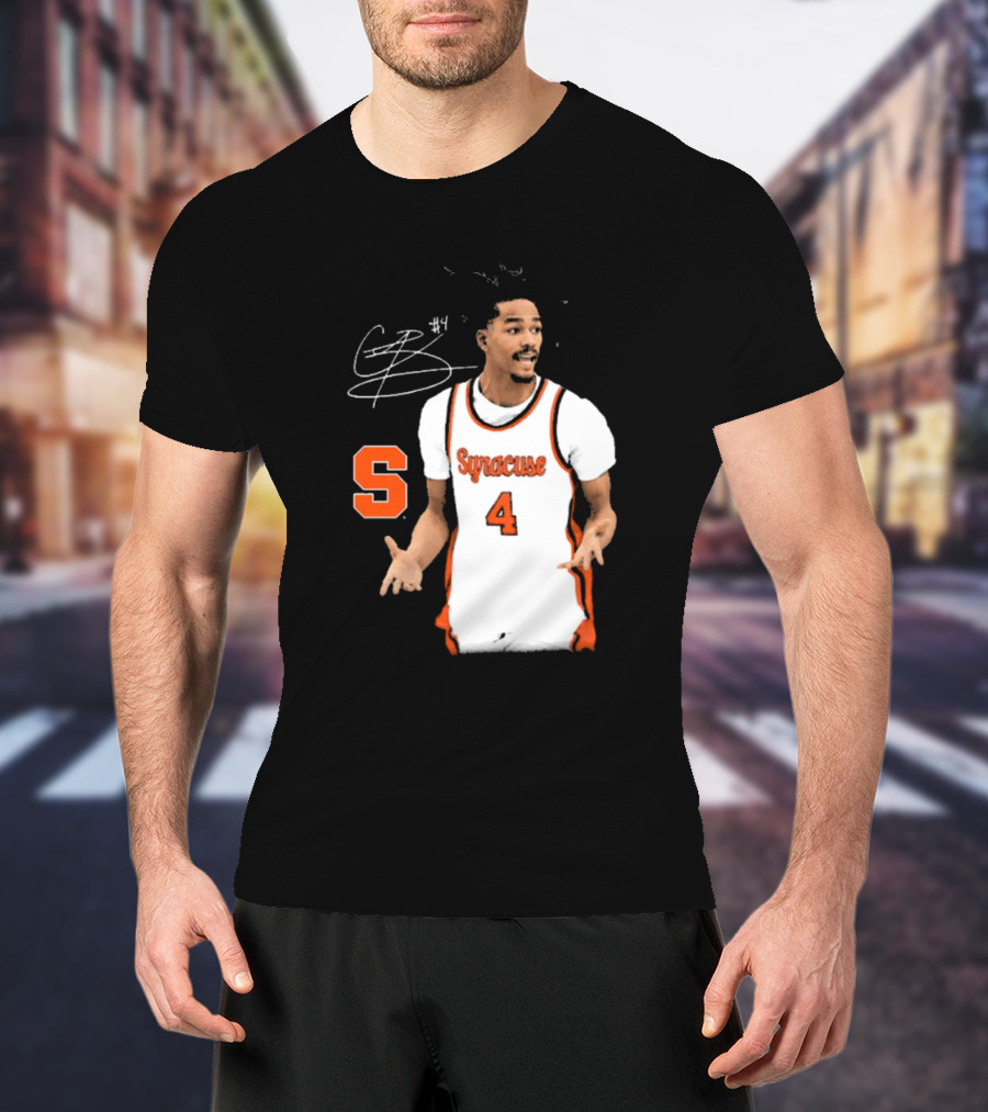 Chris Bell #4 Syracuse Orange Basketball Signature T-Shirt