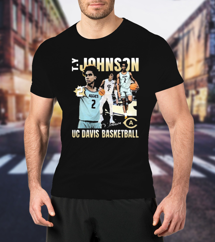 T.Y. Johnson UC Davis Aggies Basketball Number 2 Signature T-Shirt