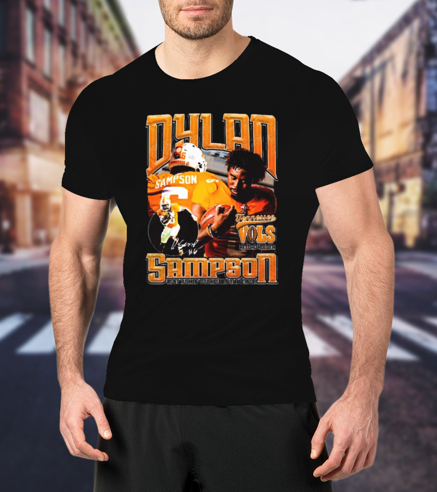 Dylan Sampson Tennessee Vols Record Holder Most Rushing Touchdowns In A Season Vintage Icon Signature T-Shirt